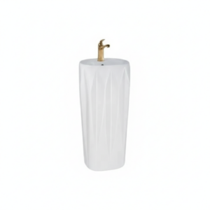 مغسلة حمام عمودية عصرية بتصميم أسطواني - أبيض