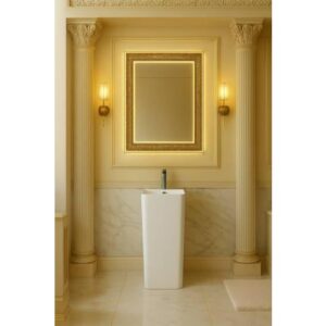 مغسلة حمام عمودية عصرية من درميل — أبيض