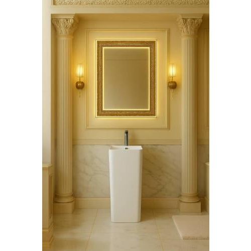 مغسلة حمام عمودية عصرية من درميل — أبيض