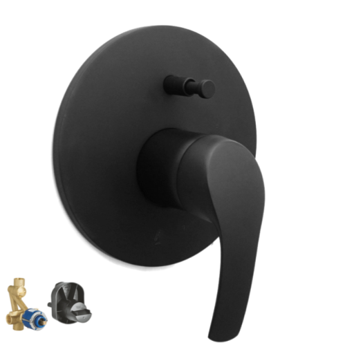 غطاء خلاط دش مخفي دائري بمخرجين — أسود مطفي