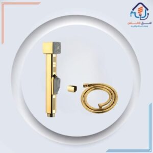 طقم شطاف حمام مربع فخم بلون ذهبي ومقاوم للضغط العالي