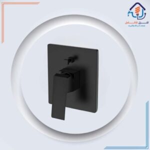 لوحة وجه خلاط دش مخفية مربعة بخطين بتصميم عصري - أسود