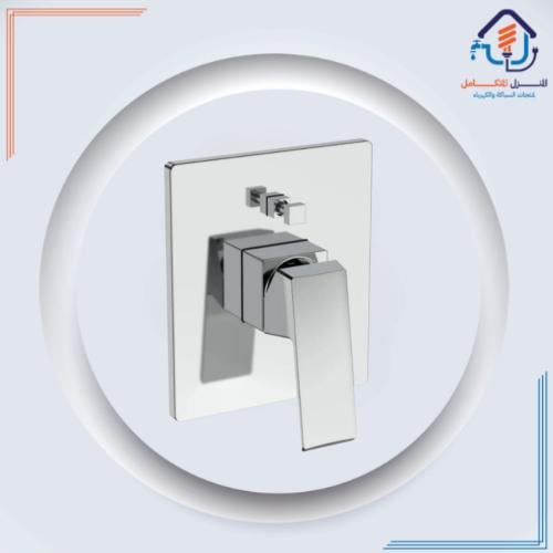 لوحة واجهة لخلاط دش مخفي مربّع بخطين - كروم