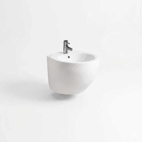 مغسلة حمام سيراميكية جدارية معلقة بتصميم عصري — أبيض