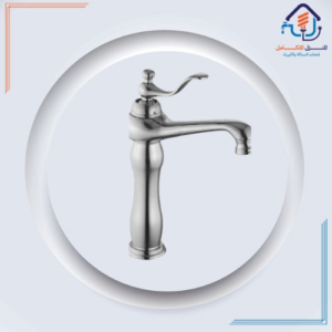 صنبور مغسلة مرتفع بتشطيب كرومي مقاوم للصدأ وتصميم فاخر