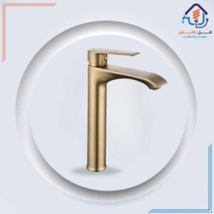 خلاط مغسلة مرتفع بتصميم عتيق — ذهبي أصفر مقاوم للصدأ