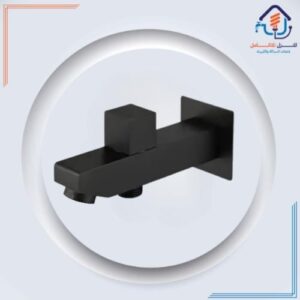 صباب جداري مخفي بتصميم مربع ومخرجان للماء — أسود مطفي