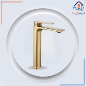 خلاط مغسلة ذهبي بمصبّ مرتفع ومقاوم للصدأ