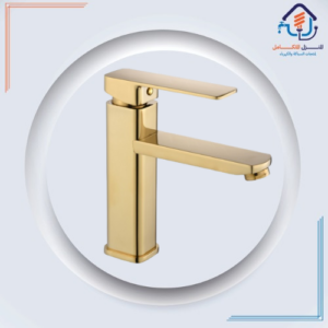 صنبور مغسلة قصير بتصميم عصري وتشطيب ذهبي معتق (كروم) ومقاوم للصدأ