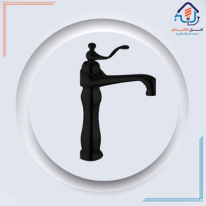 صنبور مغسلة طويل فاخر باللون الأسود ومقاوم للصدأ