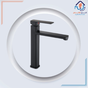 صنبور مغسلة طويل وفاخر، مقاوم للصدأ — أسود