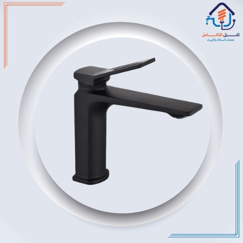 حنفية مغسلة قصيرة مقاومة للصدأ بتصميم فاخر - أسود