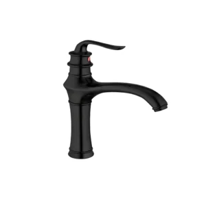 خلاط مغسلة قصير فاخر باللون الأسود المطفي ولمسات كروم