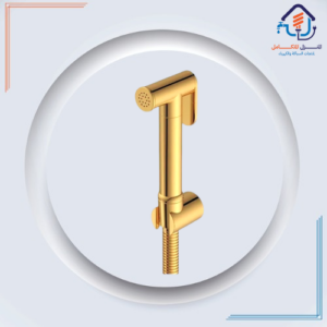 شطاف حمام دائري نحاسي بخرطوم مرن — لون ذهبي