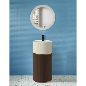 حوض حمام بتصميم برميل عصري — بني وأبيض