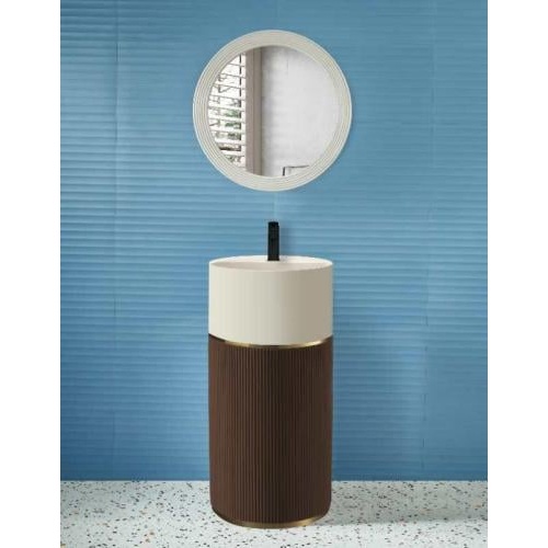 حوض حمام بتصميم برميل عصري — بني وأبيض