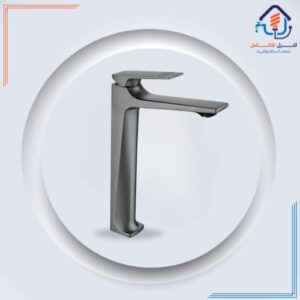 صنبور مغسلة مرتفع بتصميم فاخر - رمادي مقاوم للصدأ