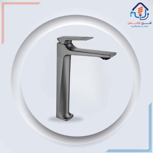 صنبور مغسلة مرتفع بتصميم فاخر - رمادي مقاوم للصدأ