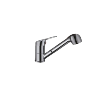 حنفية مغسلة مطبخ بخرطوم سحب بتشطيب كرومي — مرنة ومقاومة للصدأ