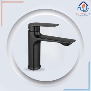 خلاط مغسلة متوسط الحجم بتصميم فاخر أسود مطفي ومقاوم للصدأ