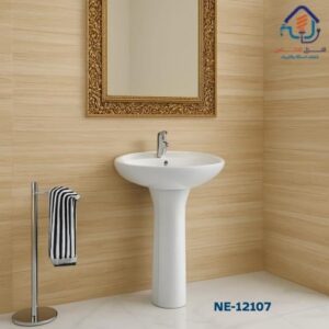 مغسلة أرضية مودرن من الخزف باللون الأبيض