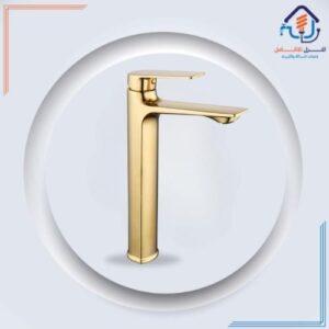 صنبور مغسلة مرتفع بتصميم كلاسيكي مقاوم للصدأ — ذهبي معتّق