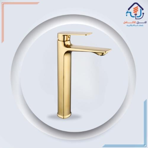 صنبور مغسلة مرتفع بتصميم كلاسيكي مقاوم للصدأ — ذهبي معتّق