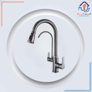 خلاط مطبخ أرضي عصري مع بخاخ قابل للسحب — رمادي