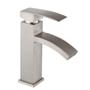 صنبور مغسلة قصير بتصميم عصري ومقاوم للصدأ — فضي