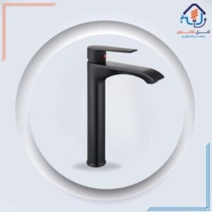 خلاط مغسلة بعنق طويل وتصميم فاخر — أسود مطفي مقاوم للصدأ