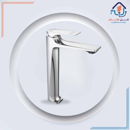 صنبور/خلاط مغسلة مرتفع بتصميم فخم وتشطيب كرومي
