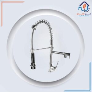 صنبور مطبخ أرضي برشاش قابل للسحب — كروم وأسود