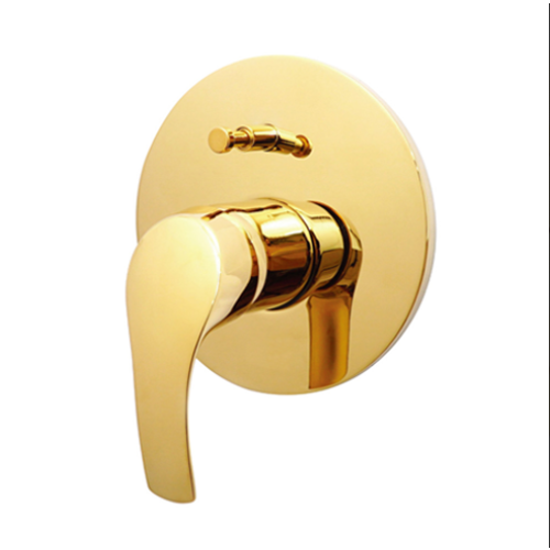 لوحة وجه خلاط دش مخفية دائرية بخطين — ذهبي