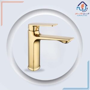 صنبور مغسلة بمقاس متوسط بتصميم فخم ومقاوم للصدأ — ذهبي