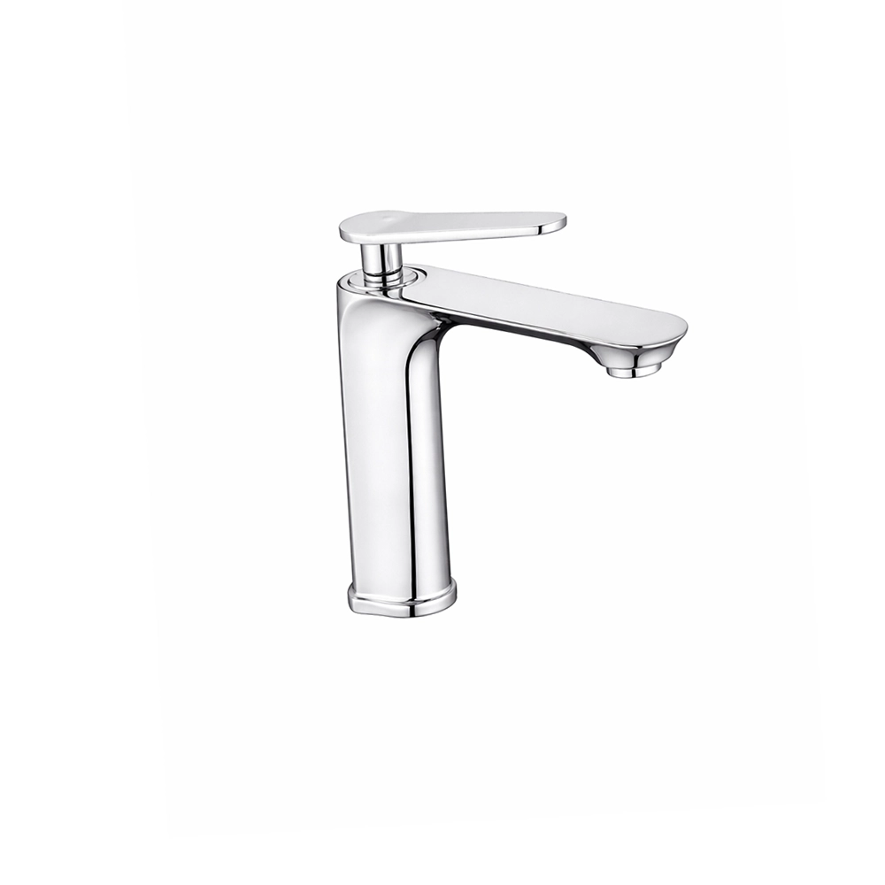 صنبور مغسلة قصير بتصميم عصري وتشطيب رمادي وكرومي