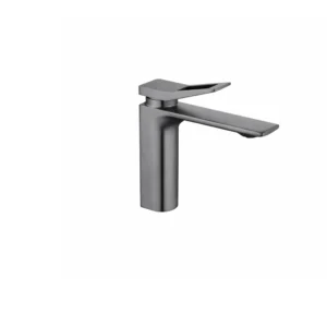 خلاط مغسلة قصير من الفولاذ المقاوم للصدأ بتصميم فاخر — رمادي