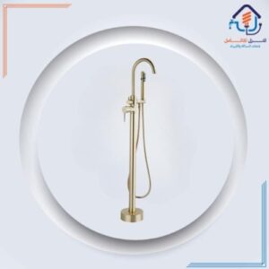 خلاط جاكوزي أرضي مستقل مع رأس دش يدوي — ذهبي مطفي