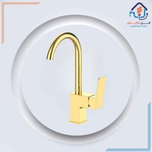 حنفية مغسلة مطبخ ذهبية بتصميم عصري فاخر
