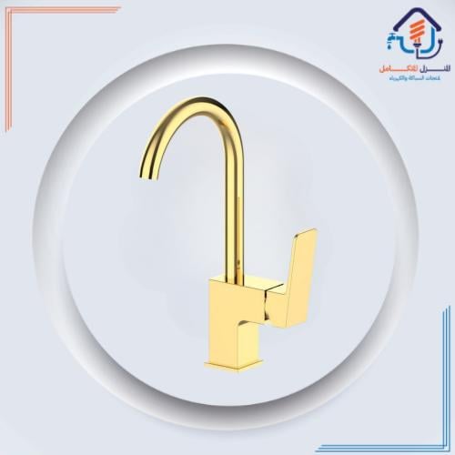 حنفية مغسلة مطبخ ذهبية بتصميم عصري فاخر