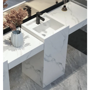 مغسلة رخامية عصرية بحوض سيراميكي أبيض