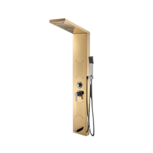 لوحة دش جدارية مربعة بلون ذهبي مع رأس دش مطري