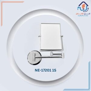 مرآة مكبرة بذراع ثابت بتصميم مربع وطلاء كرومي