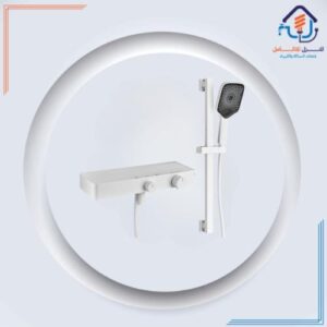 مجموعة خلاط دش ترموستاتي بتصميم مربع عصري — أبيض