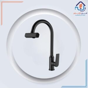 صنبور حوض مطبخ بتصميم قوسي مودرن — أسود مطفي