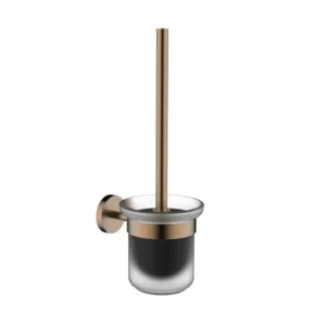 طقم فرشاة حمام بمقبض عصري من تريدكس — أسود مطفي مع لمسات نحاسية