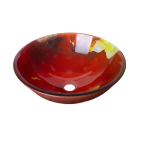 حوض زجاجي للمطبخ بألوان متعددة وتشطيبات صحية — تصميم عصري أحمر أنيق لمطابخ حديثة | SINDBAD بمظهر ديكوري فاخر