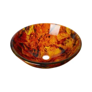 طقم حوض زجاجي ملون للمطبخ – تصميم عصري برتقالي أنيق للاستخدام اليومي | SINDBAD — لمسة ديكورية دافئة