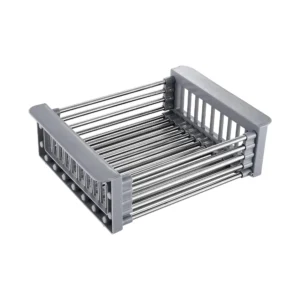 سلة تصفية وتنشيف ستانلس ستيل – تصميم عملي وأسود أنيق لغسل وتجفيف الخضروات والأدوات | SINDBAD