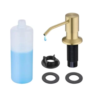 موزع صابون مدمج للحوض بتشطيب سباكة ذهبي أنيق — تصميم عملي لتسهيل غسل الأطباق وتنظيم المطبخ | SINDBAD