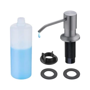 موزع صابون مدمج للمجلى بتشطيب سباكة فضي أنيق — تصميم عملي لتنظيم غسل الأطباق وتوفير المساحة | SINDBAD (تعبئة سهلة)